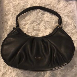 Radley London black shoulder bag with long strap.